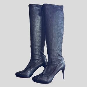 Cesare Paciotti Black Python Snakeskin Boots Dagger Size 38 Made in Italy